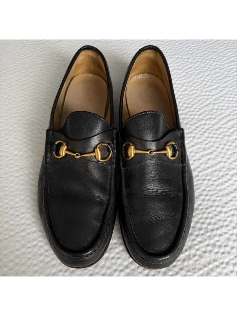Gucci 1953 Horsebit Loafers Black Leather Mens Shoes Size 44.5 E 11.5 Made In It